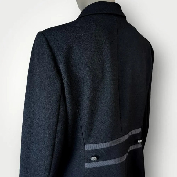 White House Black Market Military Double Breast Trench Coat Lined Size L Black - Picture 11 of 16